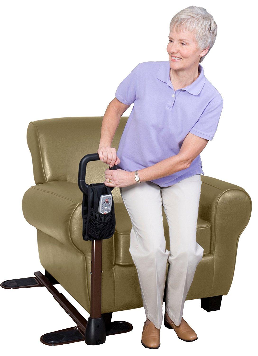 Stander CouchCane - Ergonomic Safety Support Handle + Adjustable Living Room Standing Aid for Chair Couch & Lift Chair + Organizer Pouch