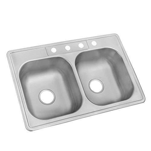 Glacier Bay 348 961 Drop-in Stainless Steel 33" Double Bowl Kitchen Sink