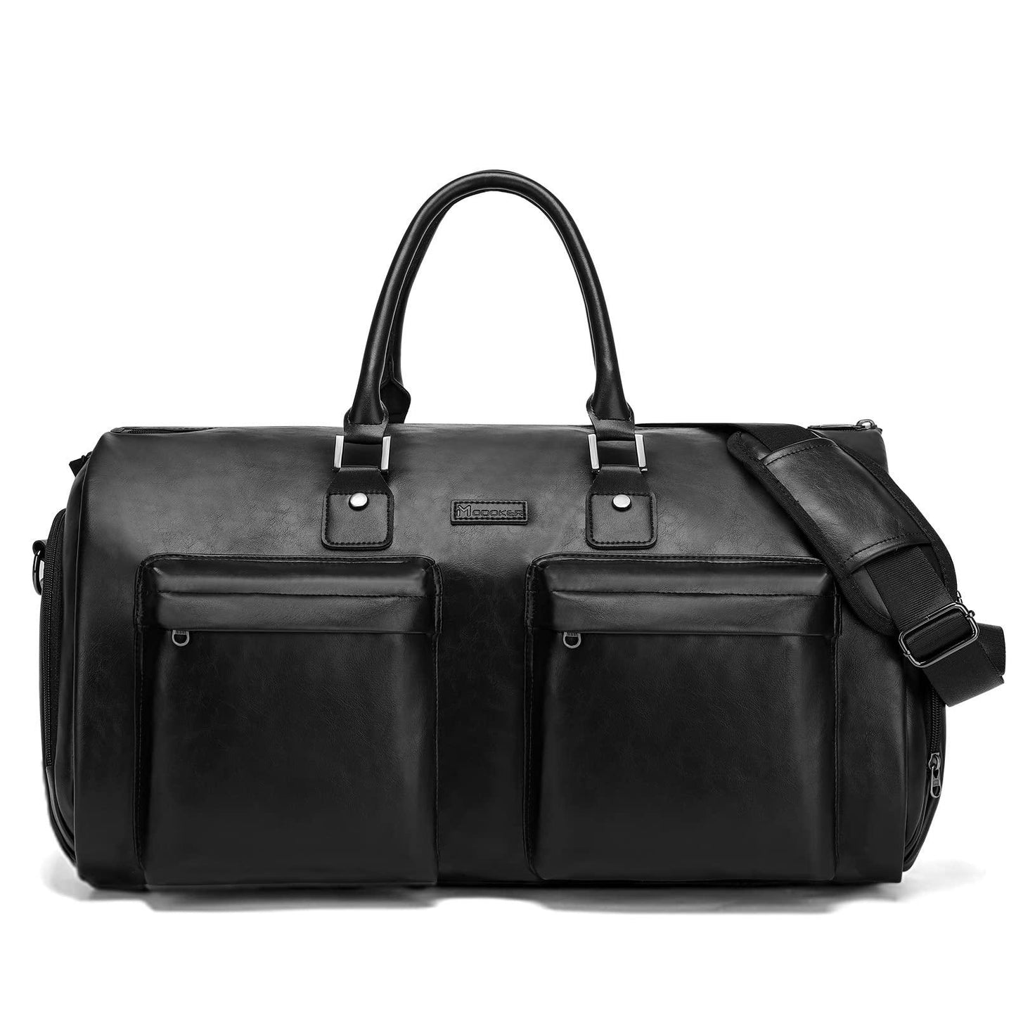 Leather Garment Bag for Travel, Modoker Carry On Suit Carrier Travel Bag with Shoulder Strap/Multiple Pockets - Ideal for Business Trips & Weekend Getaways - The Garment Duffel Bag for Traveling Men