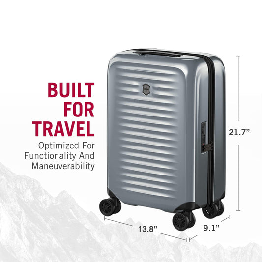 Victorinox Airox Frequent Flyer Hardside Carry-On - Sleek 4-Wheeled Luggage - Suitcase Includes Combination Lock, Spinner Wheels & More - 34 Liters, Silver