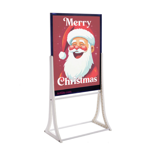 ArtGlo, Illuminated Yard Sign, Easel and Single Artwork Piece (Seasonal Sparkle) Christmas Decorations, Santa Claus Sign - Solar Powered, Interchangeable Artwork, Wireless Power, Easy to Assemble…