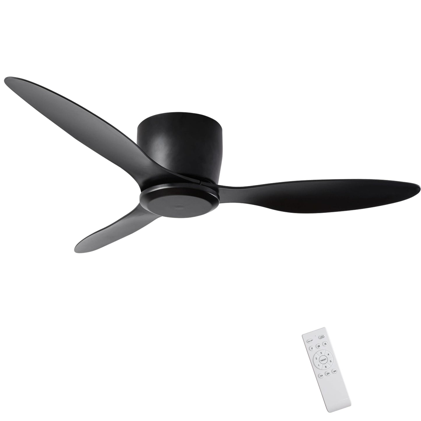 Duclsaty Ceiling Fan No Light with Remote Control, 42 inch Black Ceiling Fans 3 Blade 6-Speed Modern Timer Ceiling Fan Noiseless Reversible DC Motor for Patio Living Room Bedroom