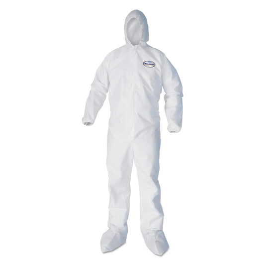 KleenGuard 44335 A40 Elastic-Cuff, Ankle, Hood & Boot Coveralls, White, 2X-Large (Case of 25)