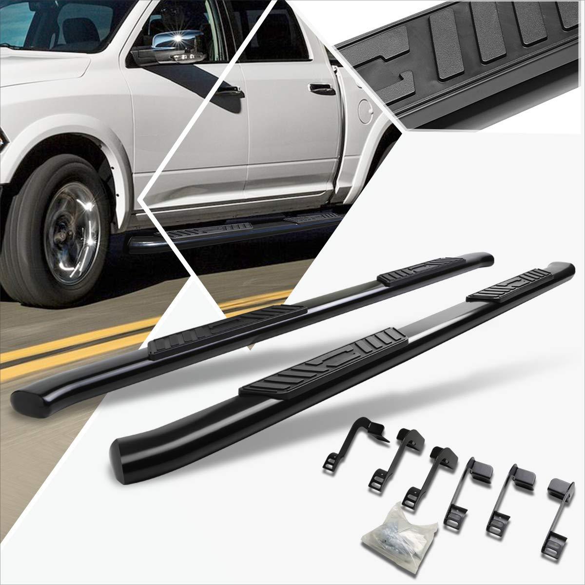 Step Bars Side Steps Compatible with Dodge Ram Crew Cab 09-20 (2Pcs) 5 Inch Black Oval Curved Nerf