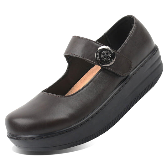 Glolily Mary II Women's Mary-Jane Clog - Brown Smooth, 8 M