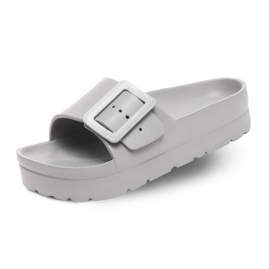 Happyo MUCHO MAHALO Maui 1 Strap Women's Platform Sandals - Silver, M 5 / W 7