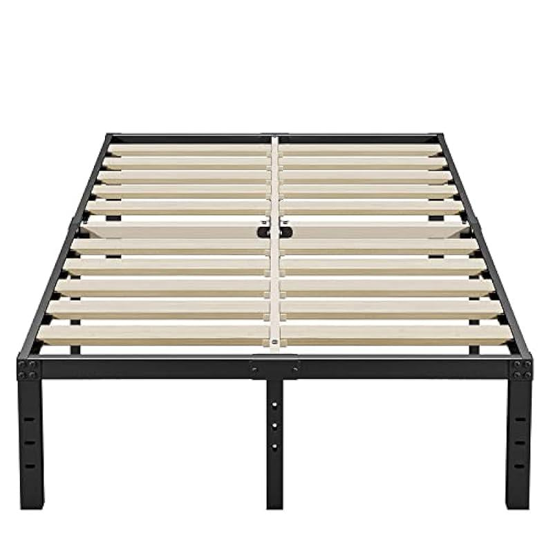ZIYOO California King Bed Frame 18 Inches Tall 3 Inches Wide Wood Slats with 3500 Pounds Support for Foam Mattress, No Box Spring Needed,Underbed Space, Easy Assembly, Noise Free