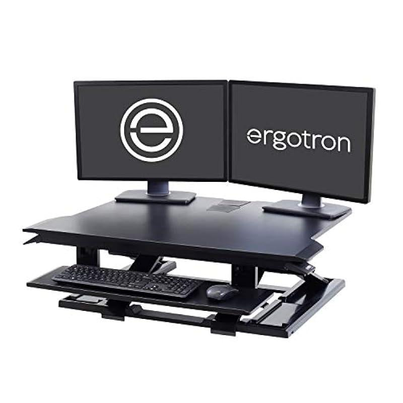 Ergotron – WorkFit-TX Standing Desk Converter, Dual Monitor Sit Stand Ergonomic Desk Riser for Tabletops – 32 Inch Width, Black