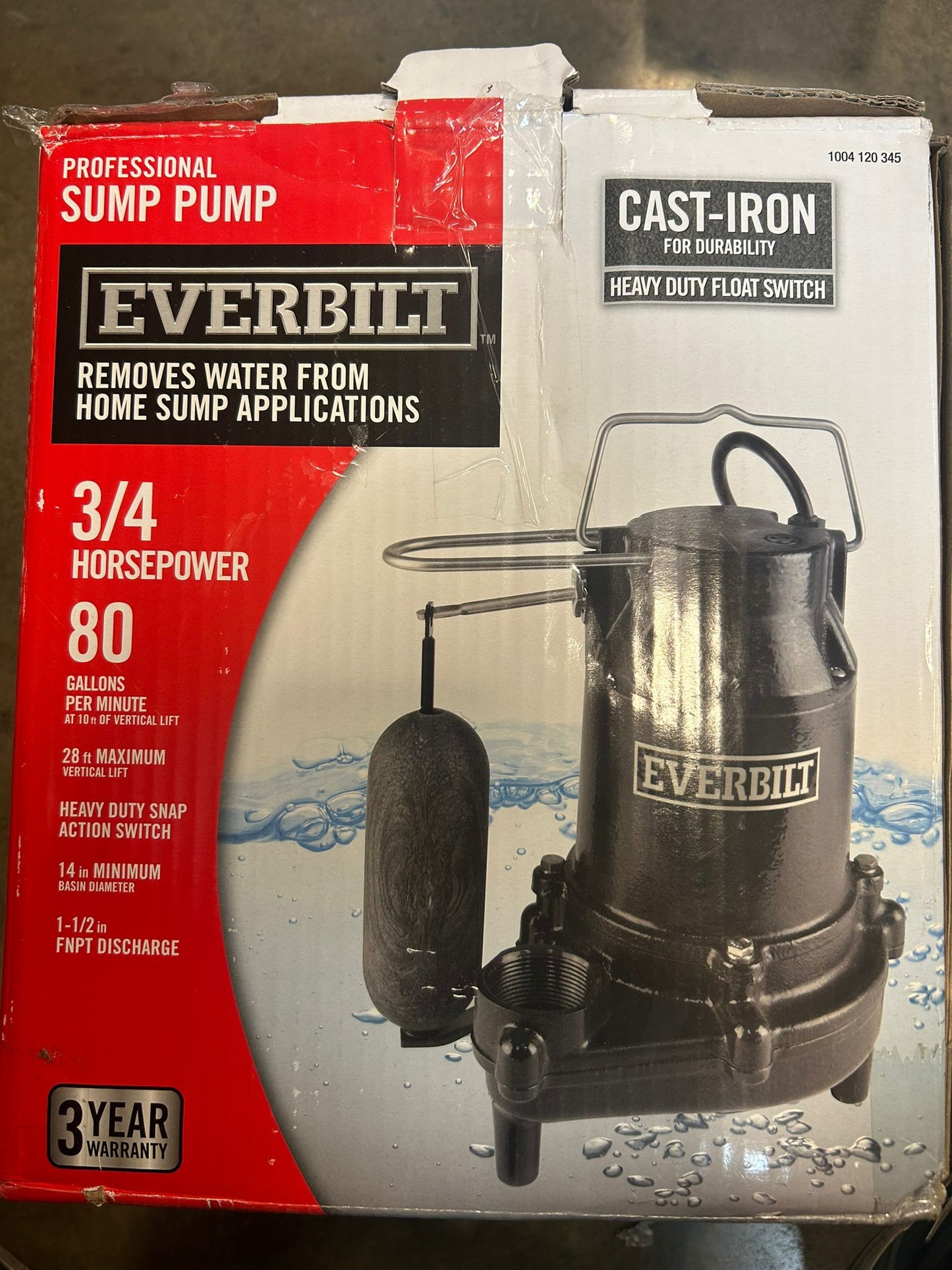 EVERBILT 3/4 HP Pro Snap Action Sump Pump