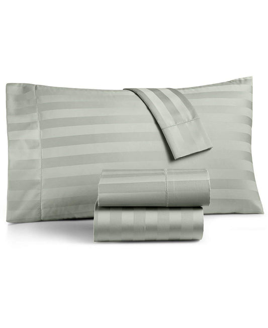 Charter Club Damask Stripe Queen 4-Pc Sheet Set, 550 Thread Count 100% Supima Cotton Glacier (Light Green)