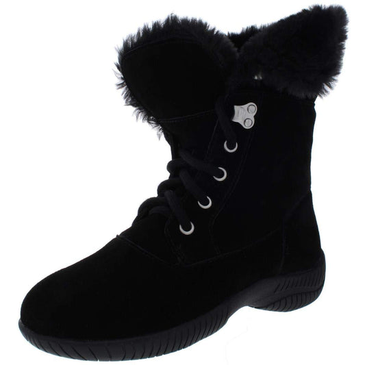 Style & Co. Womens Angiee Faux Fur Lace Up Booties Black 7 Medium (B,M)