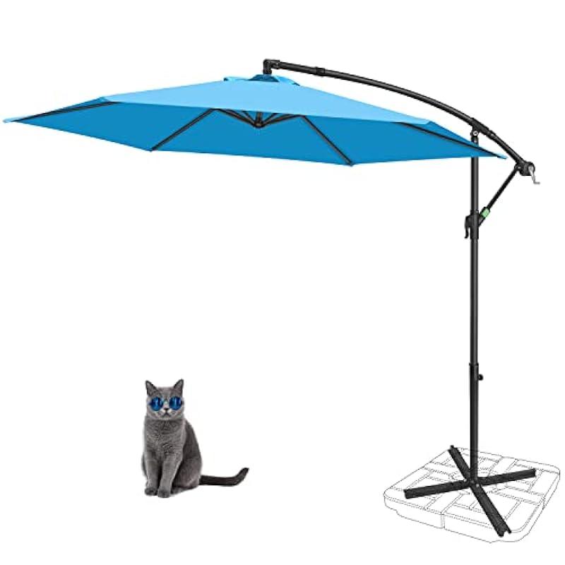 FRUITEAM 10FT Patio Offset Umbrellas Cantilever Umbrella, Large Hanging Market Umbrella Large with Crank & Cross Bar, Waterproof UV Protection Outdoor Umbrella with Ventilation for Backyard/Garden…