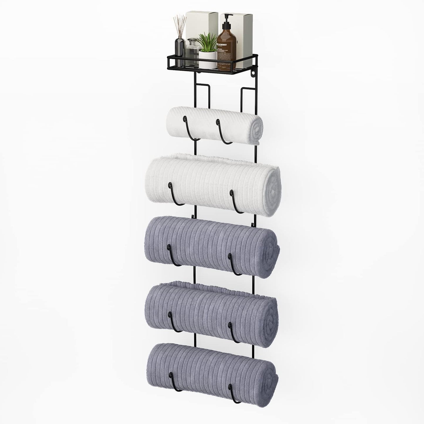 SODUKU Wall Mount Metal Wine/Towel Rack with Top Shelf