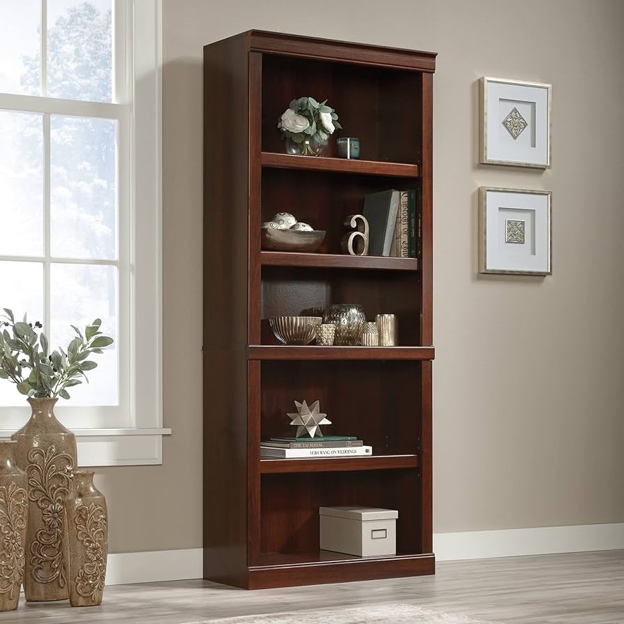 Realspace® 72"H 5-Shelf Bookcase, Mulled Cherry