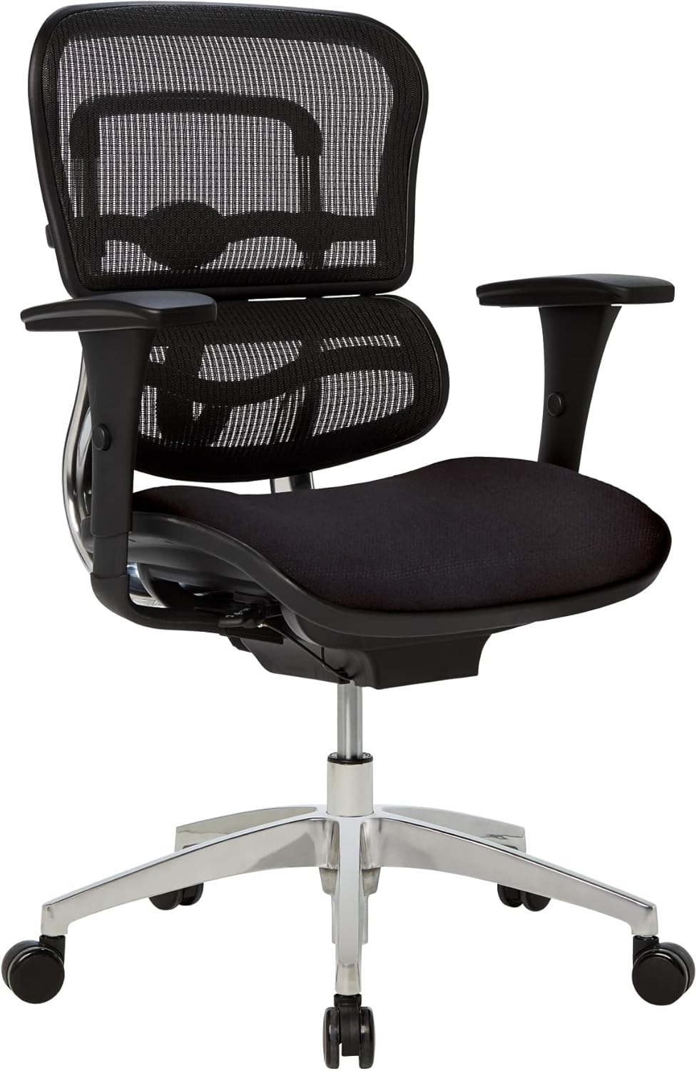 WorkPro® 12000 Series Ergonomic Mesh/Fabric Mid-Back Office Chair, Black/Black, BIFMA Compliant