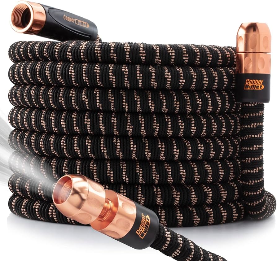 Pocket Hose Copper Bullet Expanding Garden Hose w/Copper, AS-SEEN-ON-TV, Lead-Free, Larger Connectors, 3X Stronger Fabric, 3 Layers of Latex Tubing, Kink-Free, Leak-Proof, Bonus Spray Nozzle, 100-FT