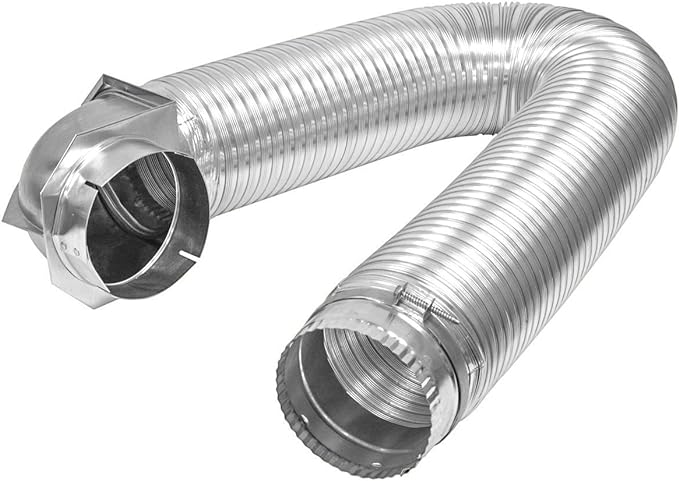 Builder's Best 84018 SAF-T Metal Single Elbow Dryer Vent Duct Kit, UL Listed, 4" Diameter x 8' Length, Silver