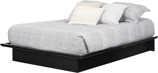 South Shore Step One 54" Full Platform Bed with Storage, Pure Black
