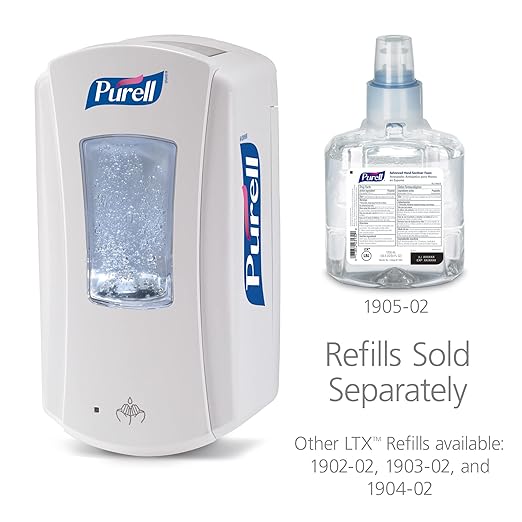 PURELL LTX-12 Touch-Free Hand Sanitizer Dispenser, White, for PURELL LTX-12 1200 mL Hand Sanitizer Refills (Pack of 1) - 1920-01