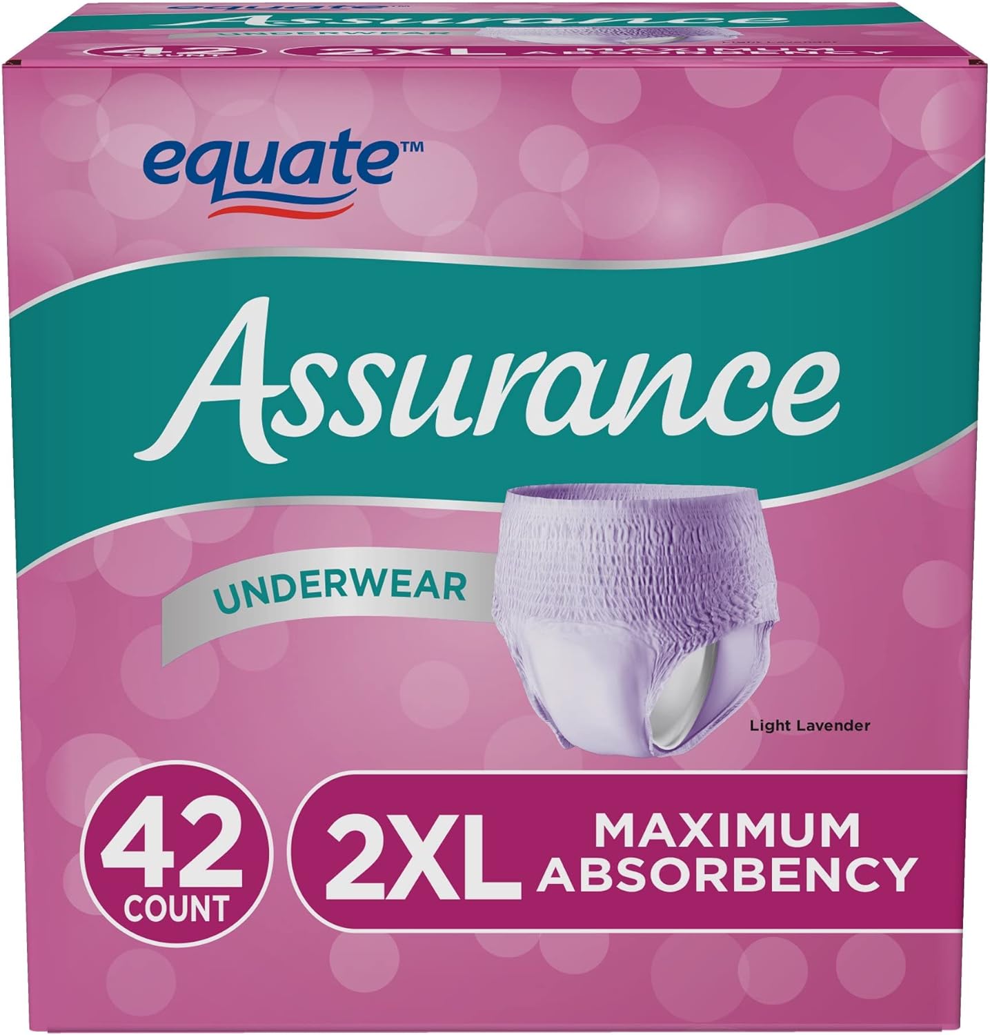 Assurance Incontinence & Postpartum Underwear for Women, Maximum Absorbency, XXL, 42 Count