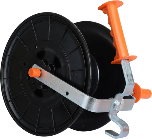 Gallagher Economy Electric Fence Reel | Holds 1640' Poly Wire and 656' of 0.5" Tape | Zinc Coated Frame | Positive Locking Ratchet Mechanism | UV Stabilized