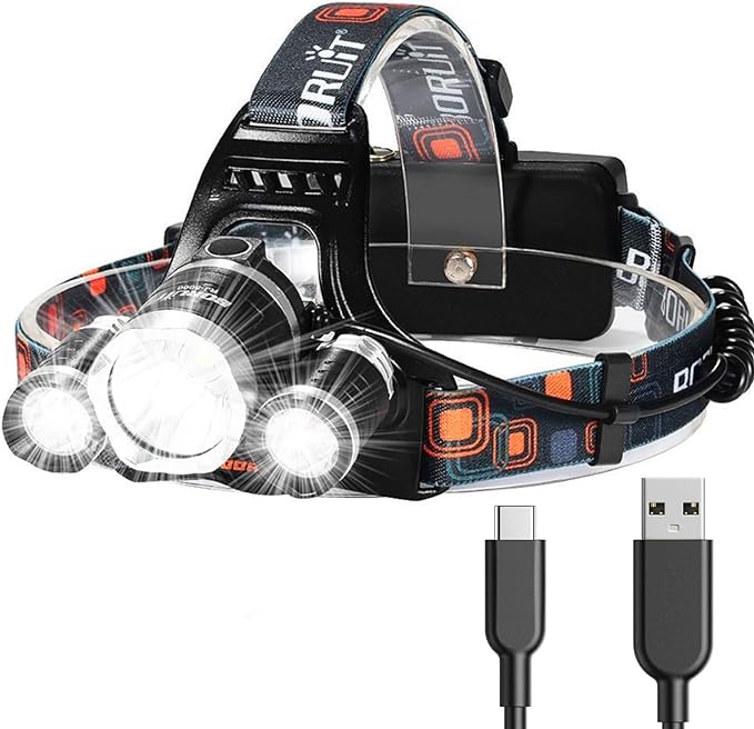 Headlamp Rechargeable 20000 Lumen,Top Headlamp Super Bright Headlamp Waterproof Hard Hat Light,Adjustable Light for Adults,Outdoors Work Headlight,Hunting headlamp,Camping headlamp,Best Gifts