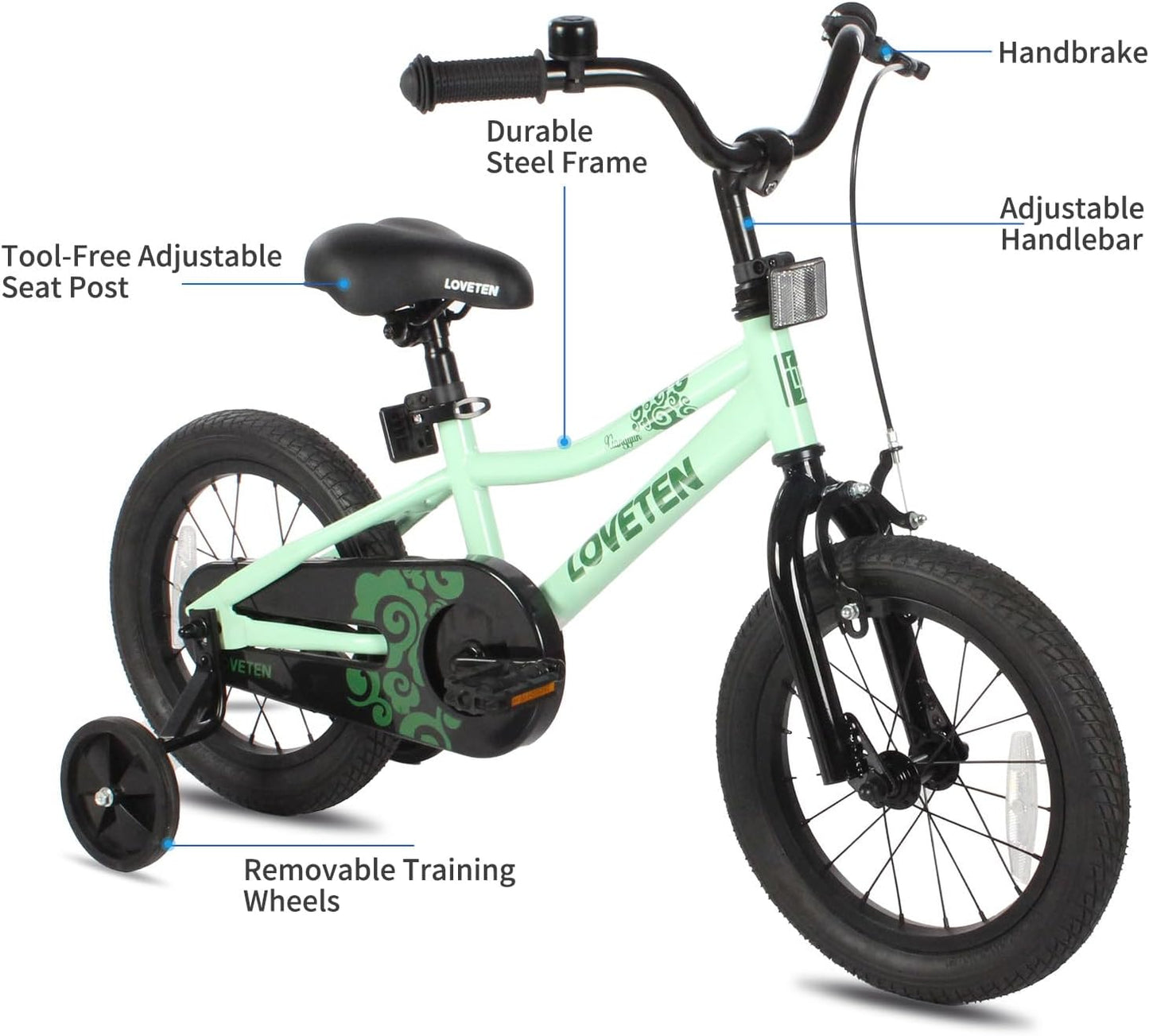 LOVETEN Toddler and Kids Bike for Boys Girls 3-12 Years Old,12 14 16 Inch Kid's Bicycle with Training Wheels 18 Inch Bikes with Kickstand Multiple Colors…