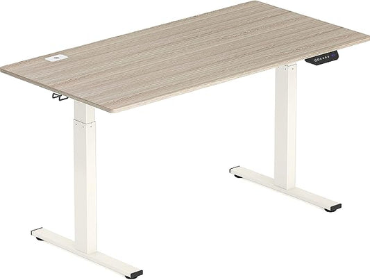 SHW 55-Inch Large Electric Height Adjustable Standing Desk, 55 x 28 Inches, Walnut