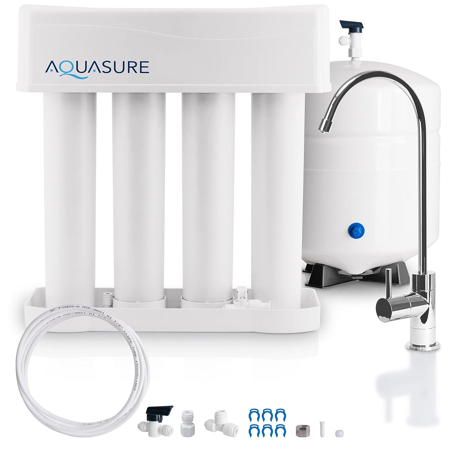 Aquasure AS-PR75A-BN Premier Reverse Osmosis Water Filtration System - 75 GPD High Contaminants TDS Rejection Membrane with Quick Change Water Filter and Extra Output kit - Brushed Nickel