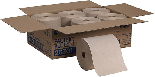Brown Paper Towels Roll 7-7/8"W x 800'L, 6 Rolls