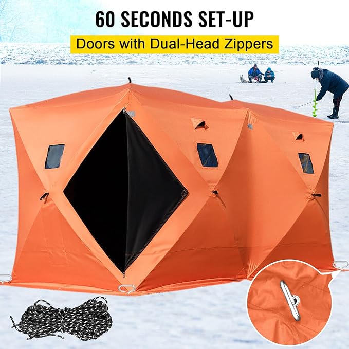 Pop-up 8-person Ice Shelter Fishing Tent Shanty Inside Oxford Fabric Portable, Replacement for VEVOR OEM