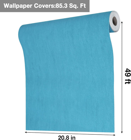 Teal Blue Peel and Stick Wallpaper Jumbo Roll 20.8" x 49.2 ft