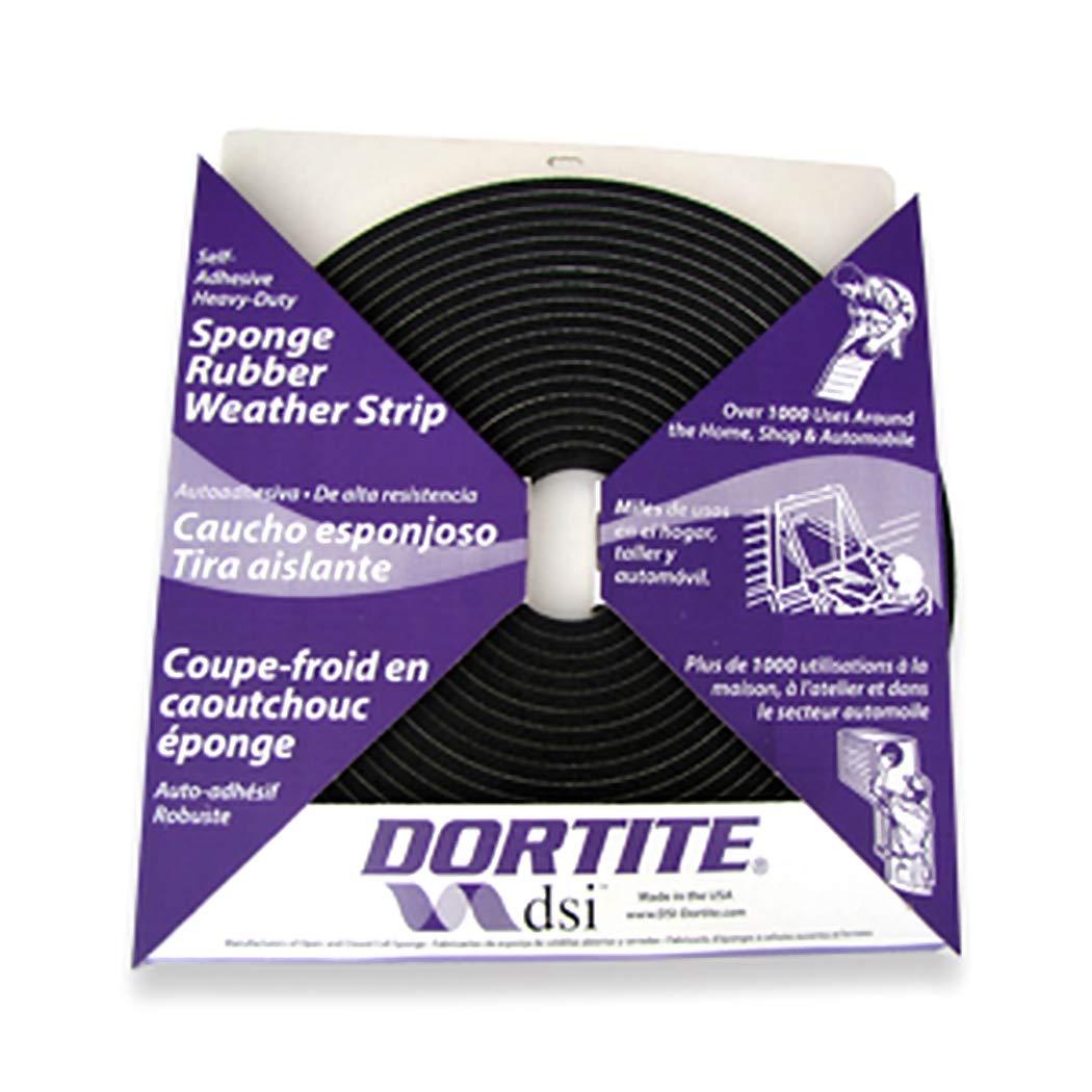 DSI 9825 Weather Stripping, Ultimate Sponge Rubber Seal with Aggressive Self Adhesive Tape, 25' Length x 1" Width x 9/16" Height, Black