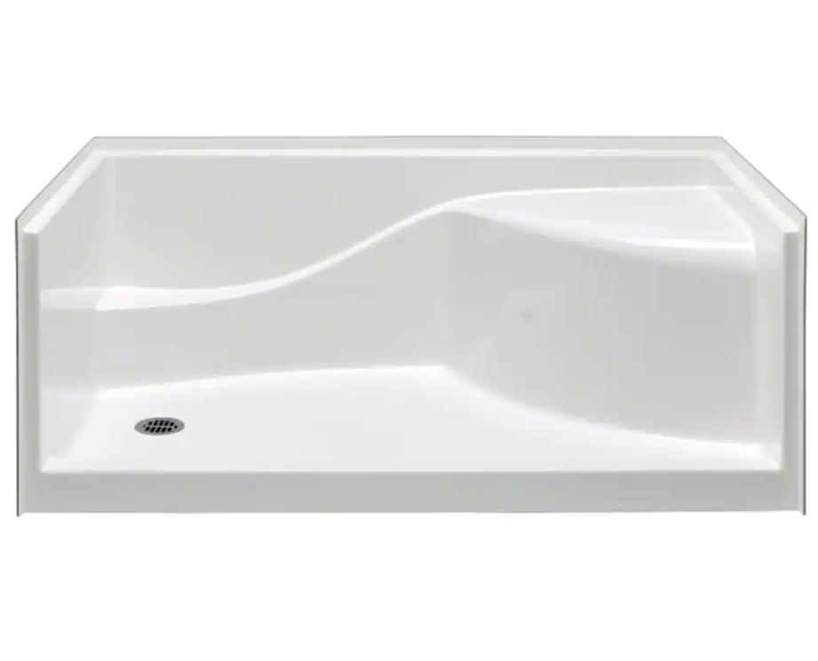 Coronado 60 in. x 30 in. Single Threshold Left Drain Shower Pan in White with Built-In Shower Bench