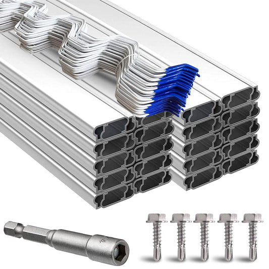 letsFix Greenhouse Spring Wire & Lock Channel 6.6 ft - PVC Coated Spring Wire & Aluminum U-Channel Bundle, Farmer Greenhouse Poly Film or Shade Cloth Attachment, 50 Mounting Screws Included [10 Pack]