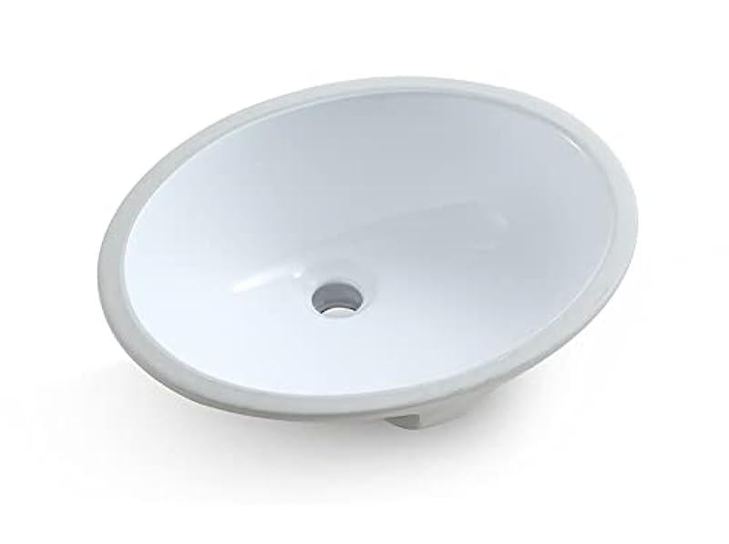 14 5/8" x 11 1/2" Undermount Oval Bathroom Sink with Overflow Pure White Porcelain Ceramic Lavatory Vanity Bathroom