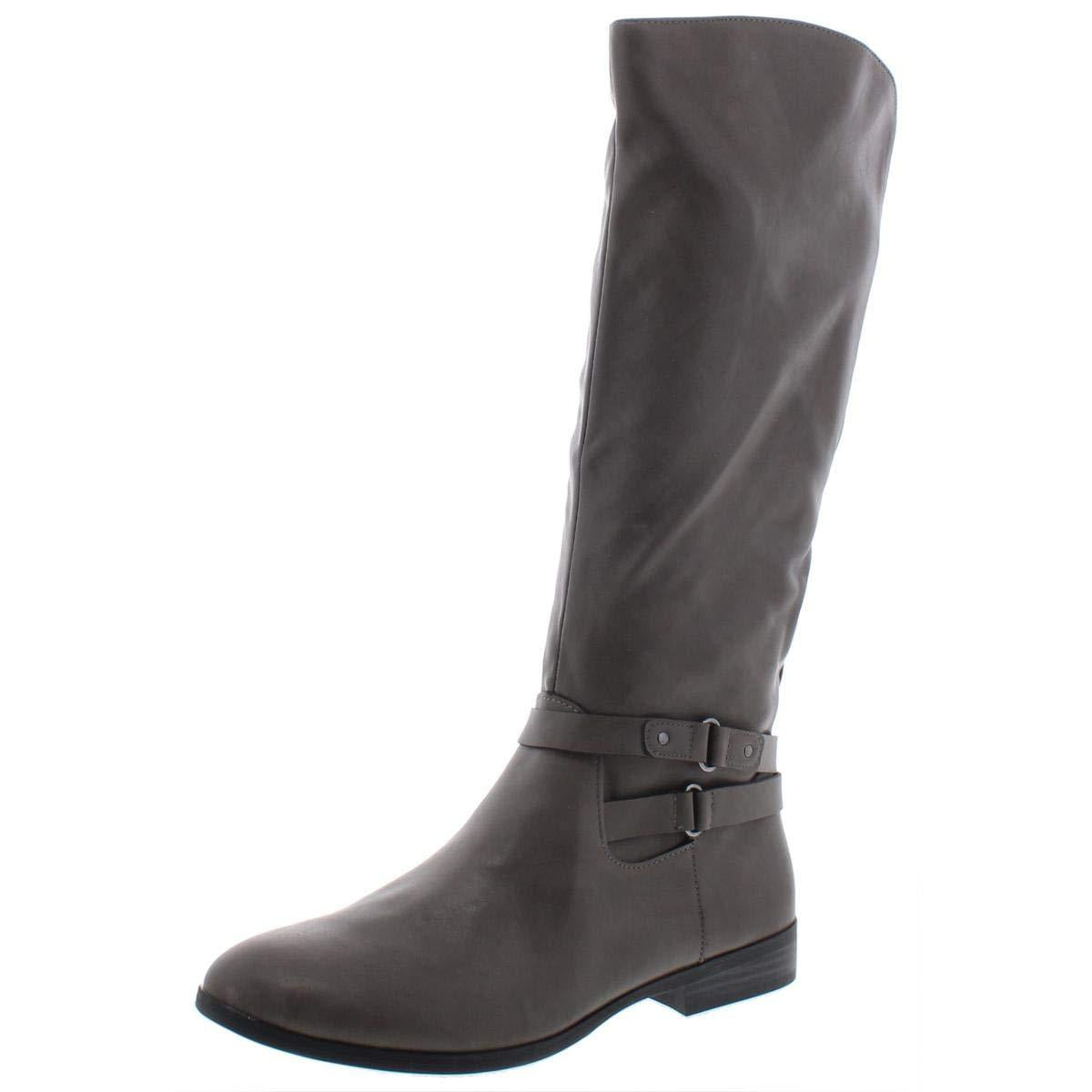 Style & Co. Womens Kindell Faux Leather Riding Boots Gray 8 Medium (B,M)