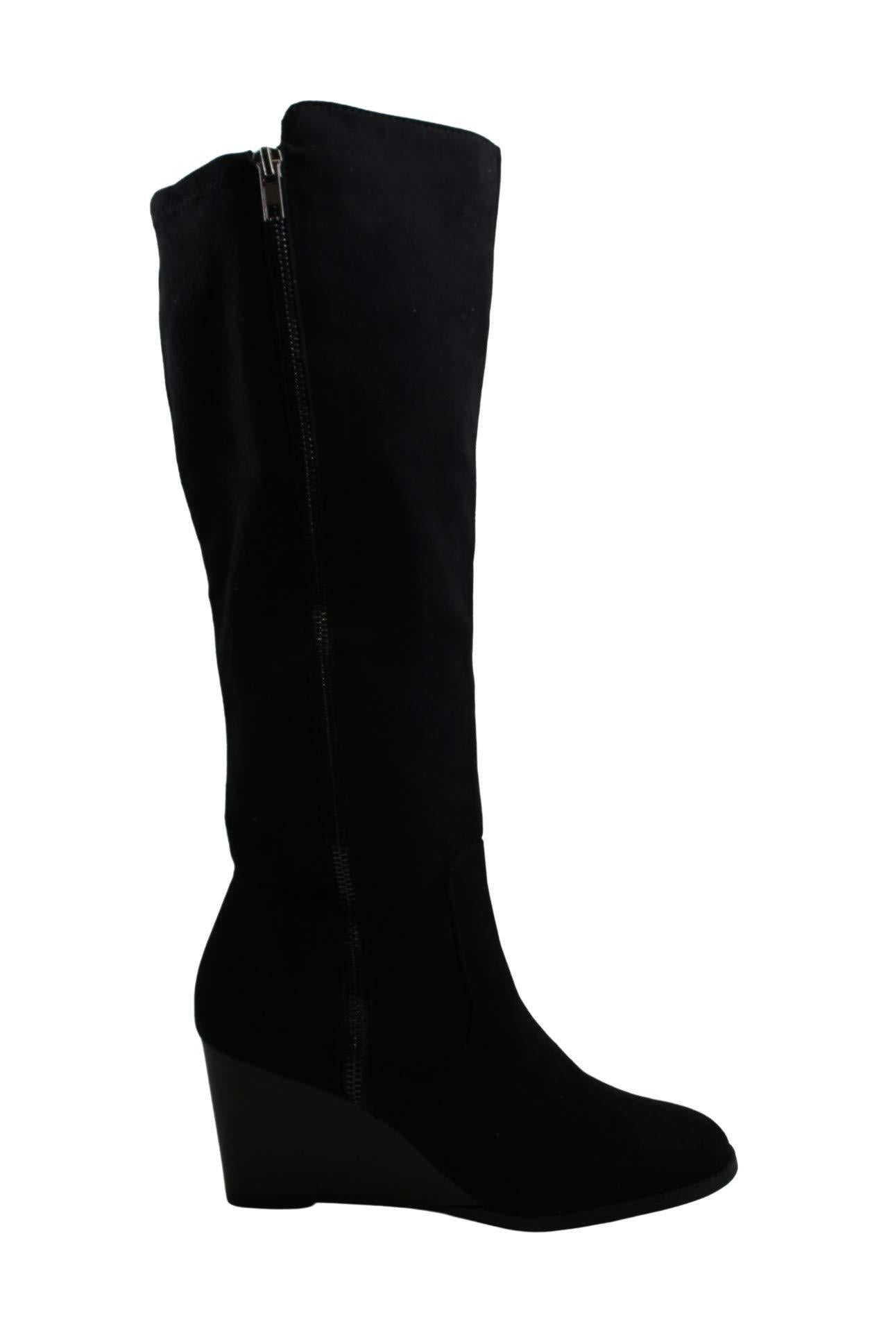 Style & Co. Womens Wynterr Faux Suede Tall Wedge Boots Black 9.5 Medium (B,M)