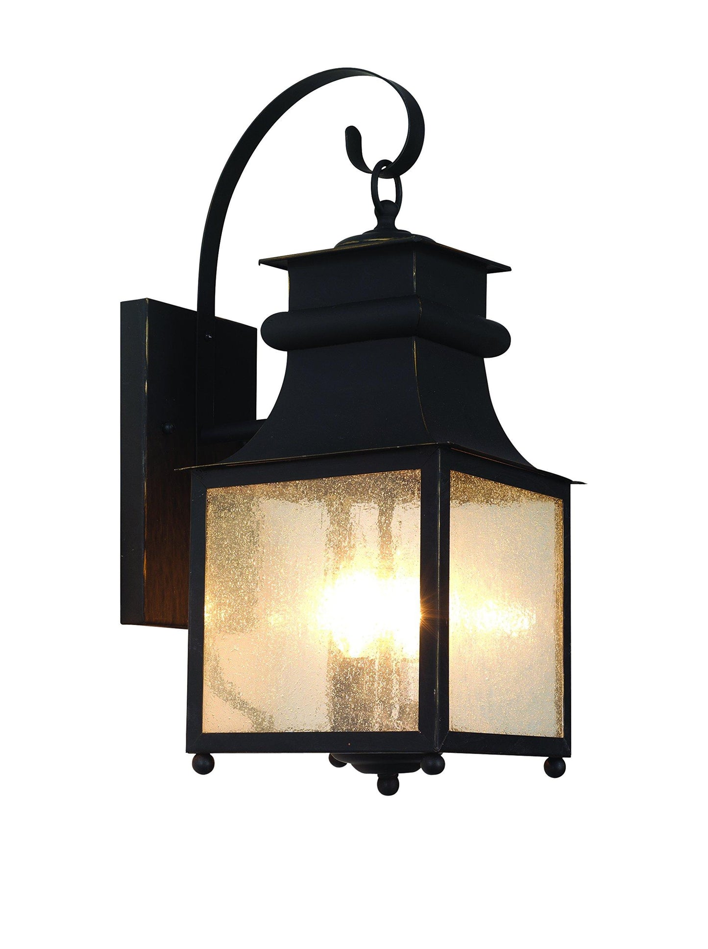 Trans Globe Lighting TG45631 WB Traditional Two Wall Lantern Outdoor-Post-Lights, 18" x 8" x 10.5", Bronze/Dark