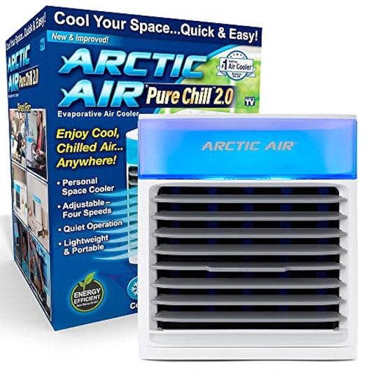 Arctic Air Pure Chill 2.0 Evaporative Air Cooler by Ontel - Powerful, Quiet, Lightweight and Portable Space Cooler with Hydro-Chill Technology For Bedroom, Office, Living Room & More,Blue