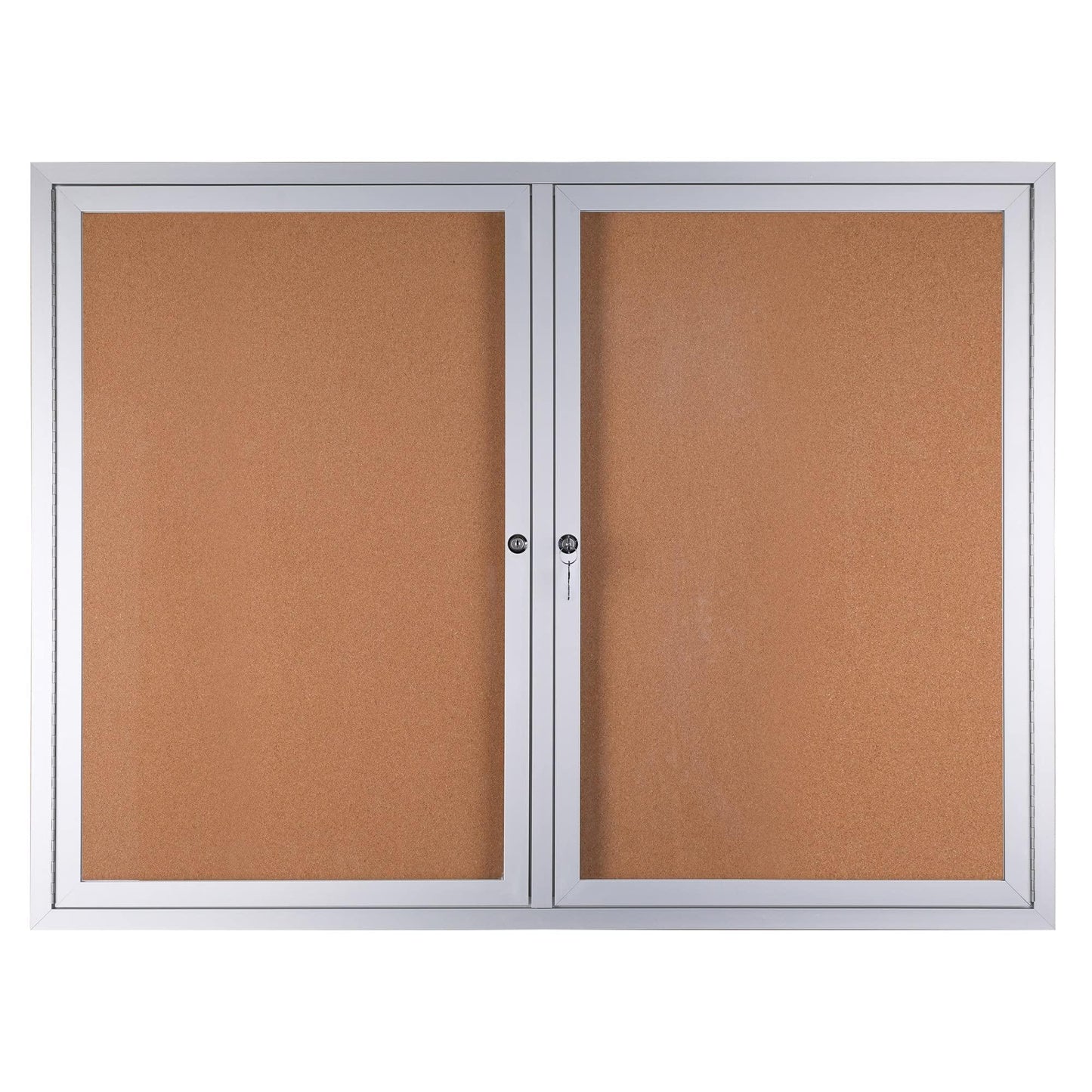 WorkPro® Enclosed Double-Door Cork Bulletin Board, 36" x 48", Aluminum Frame With Silver Finish