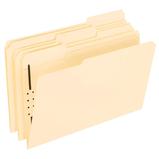 Office Depot Manila Fastener Folders, 1 Fastener, 1/3 Tab, Legal Size, Box of 50, ODFM310