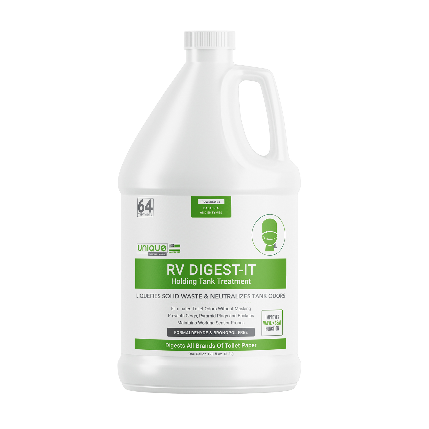 Unique RV Digest-It Black Water RV Holding Tank Treatment - Concentrated Liquid Toilet Treatment (64 Treatments, 128 oz.)