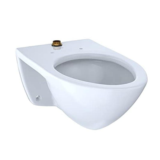 TOTO CT708UG#01 White-CT708UG Elongated 1.0 GPF Wall-Mounted Flushometer Toilet Bowl with Top Spud and CeFiONtect, Cotton White