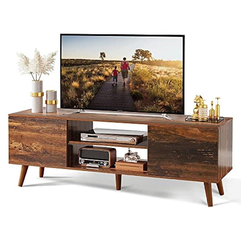 Open Box - WLIVE TV Stand for 55 60 inch TV, Mid Century Modern TV Console