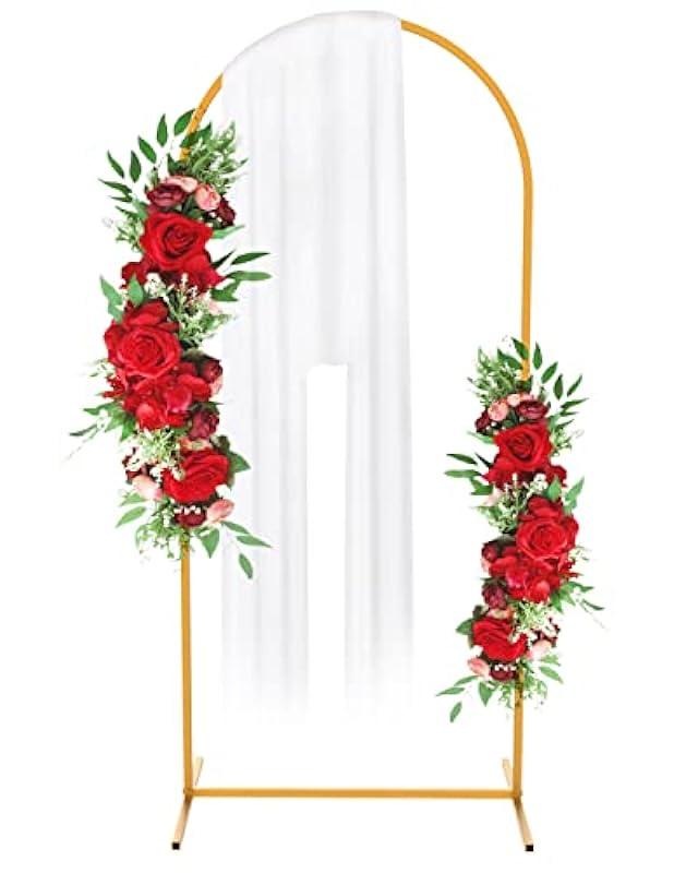 Wedding Arch Backdrop Stand,Gold Metal Door Arched Backdrop Frame Arches Backdrop Stand for Wedding Birthday Graduation Anniversary Celebration Opening Ceremony(5x2FT)