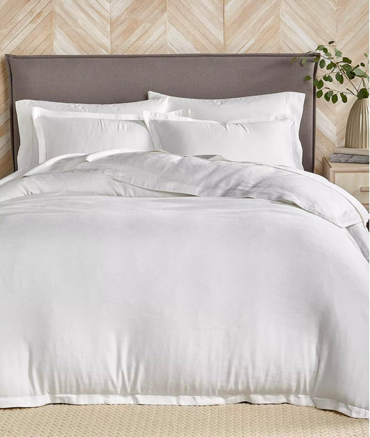 Hotel Collection Linen/Modal Blend 3-Pc. King Duvet Cover Set White