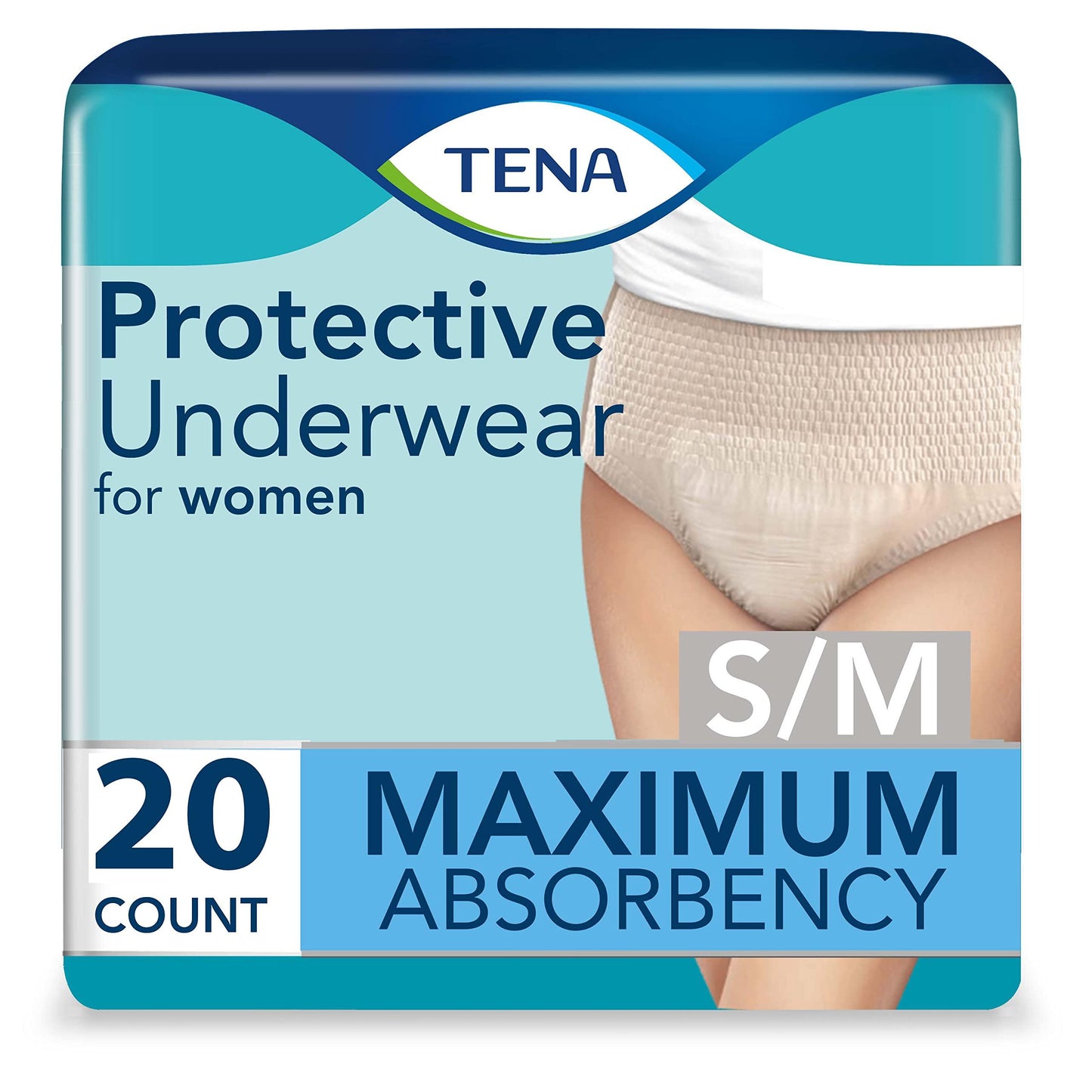 TENA ProSkin Protective Incontinence Underwear for Women, Moderate Absorbency, Small/Medium, 20 Count