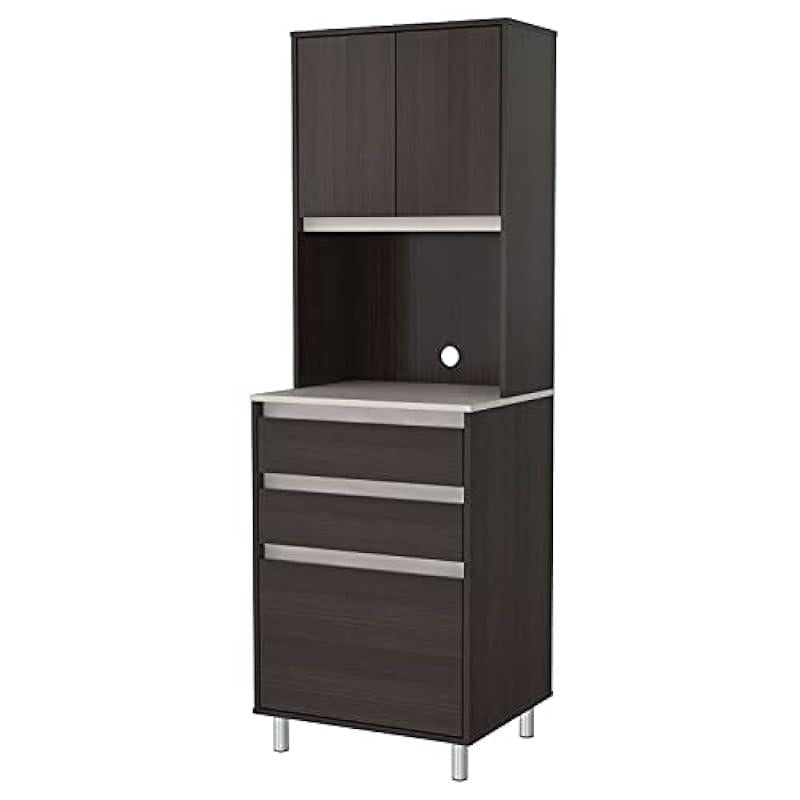 Inval AMBROSSIA Breakroom 2-Door/3-Drawer Cabinet, Espresso and Amber Grey