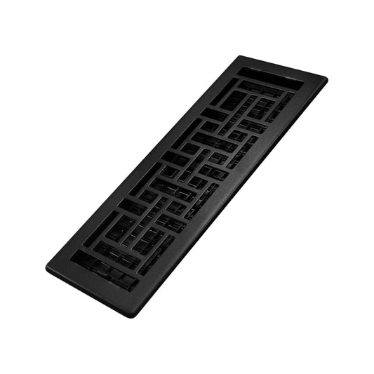 Decor Grates AJH414-BLK Oriental Floor Register, 4x14 Inches, Textured Black